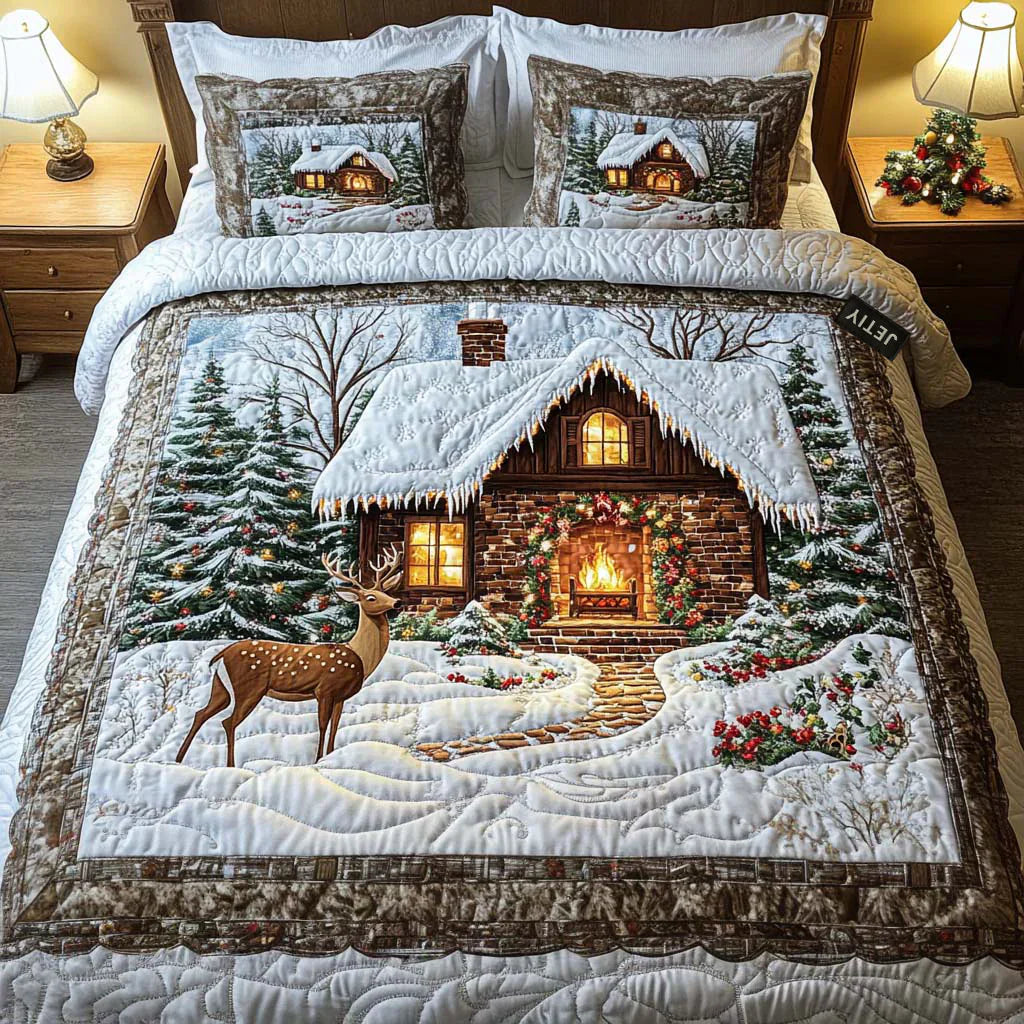3-Piece Quilted Bedspread Set - Cozy Cabin