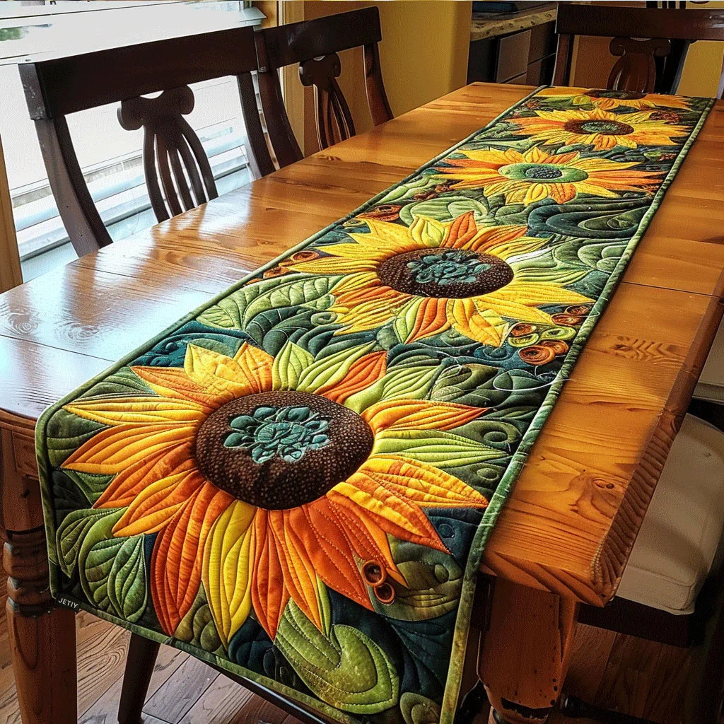 Quilted Table Runner - Artistic Sunflower Garden