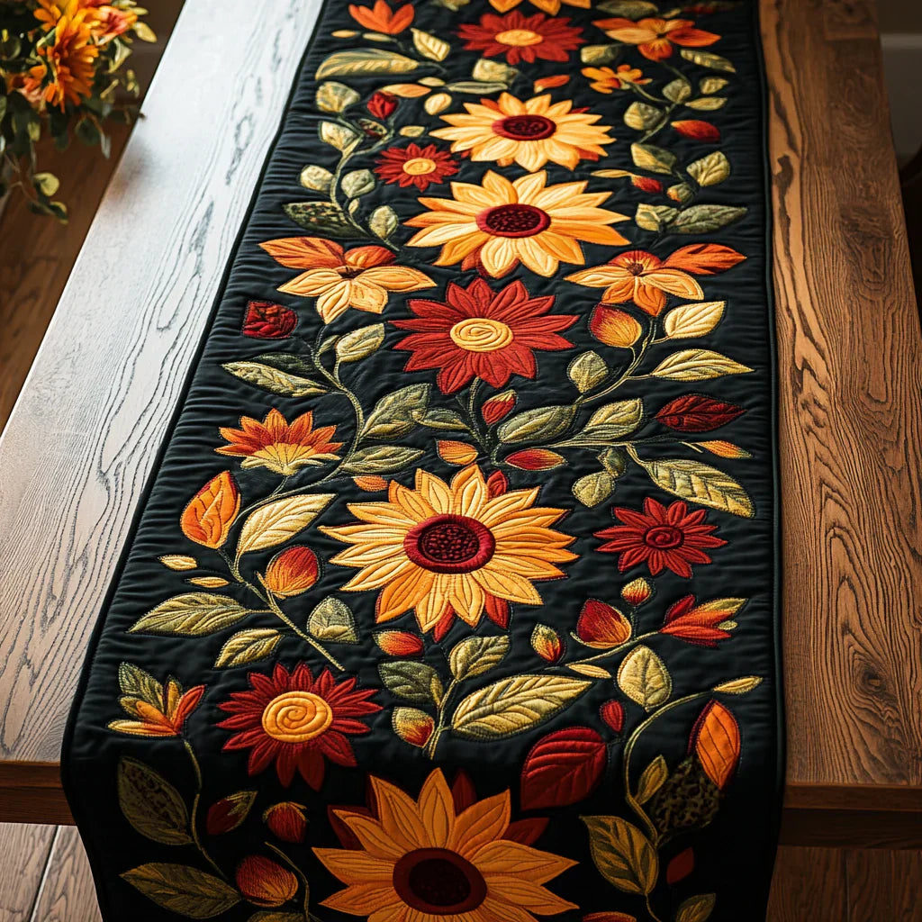 Chemin de table matelassé – Tournesol d'Automne