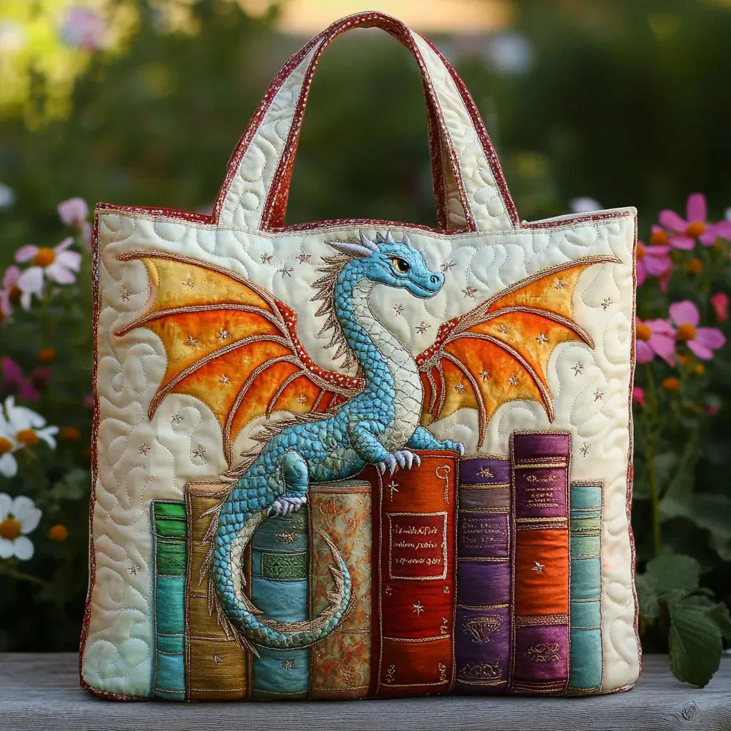 Sac fourre-tout matelassé – Dragon Émeraude Gardien des Livres