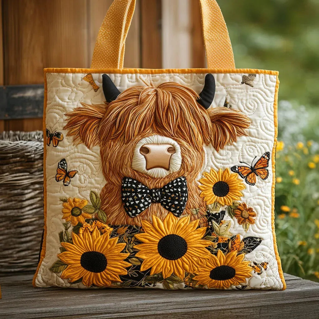 Sac matelassé – Vache des Highlands aux Tournesols