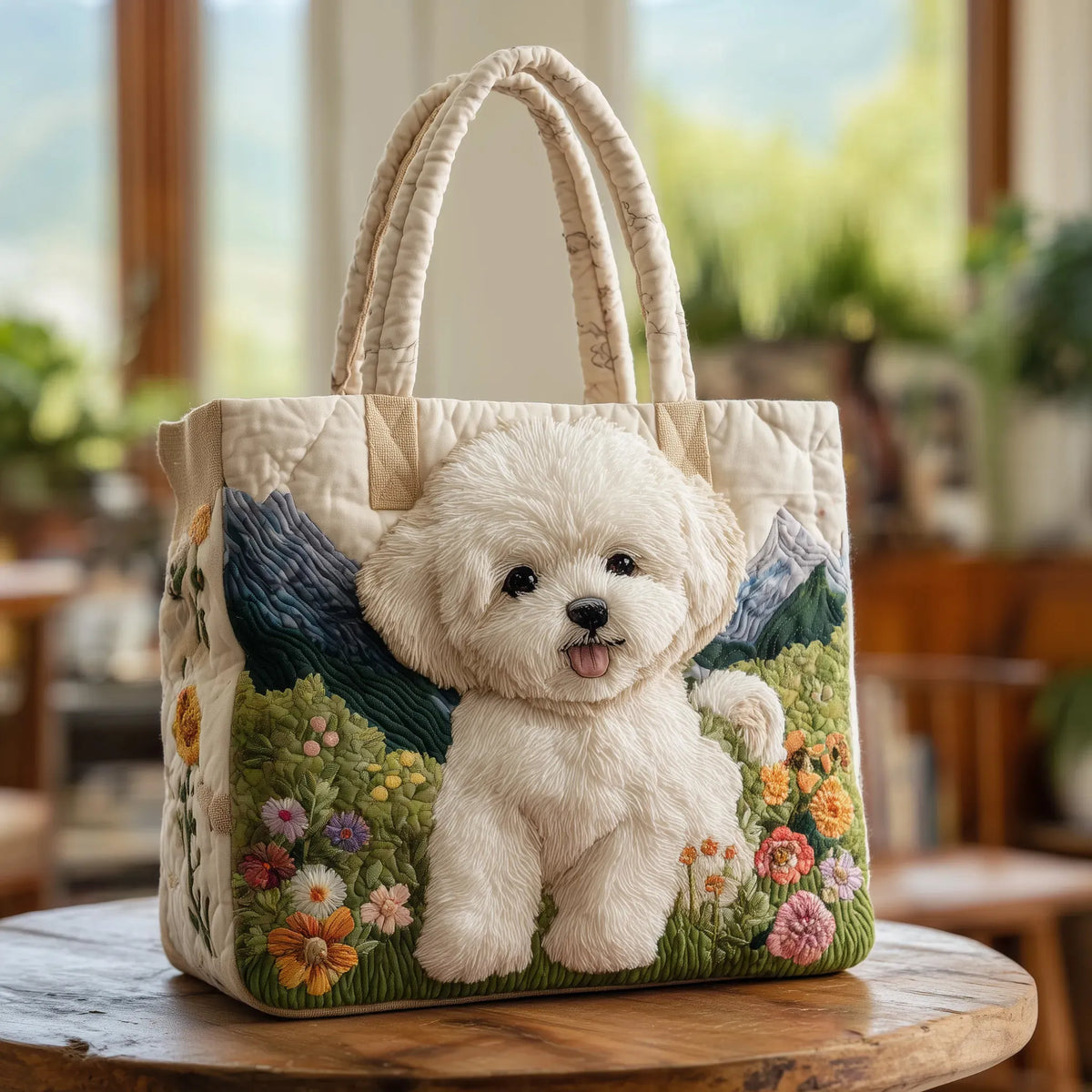 Sac fourre-tout matelassé chien charmant