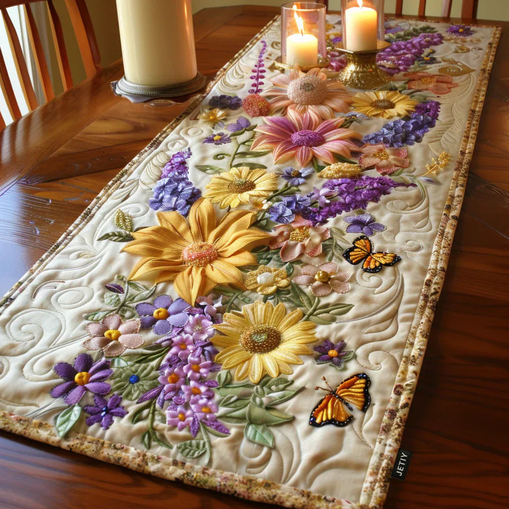 Chemin de table matelassé – Jardin Fleuri