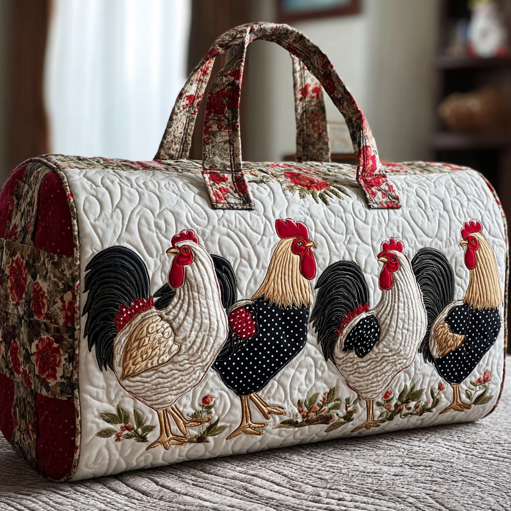 Quilted Travel Bag Chicken Charm