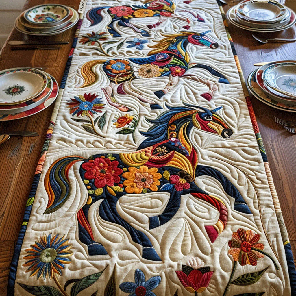 Chemin de table matelassé – Cheval Dynamique