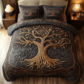 3-Piece Quilted Bedding Set - Golden Harmony