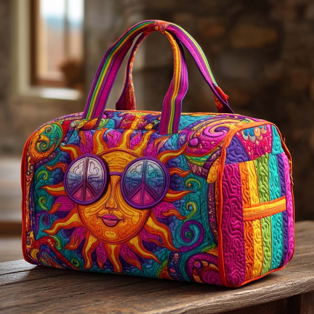Hippie Happy Sun Quilted Travel Bag