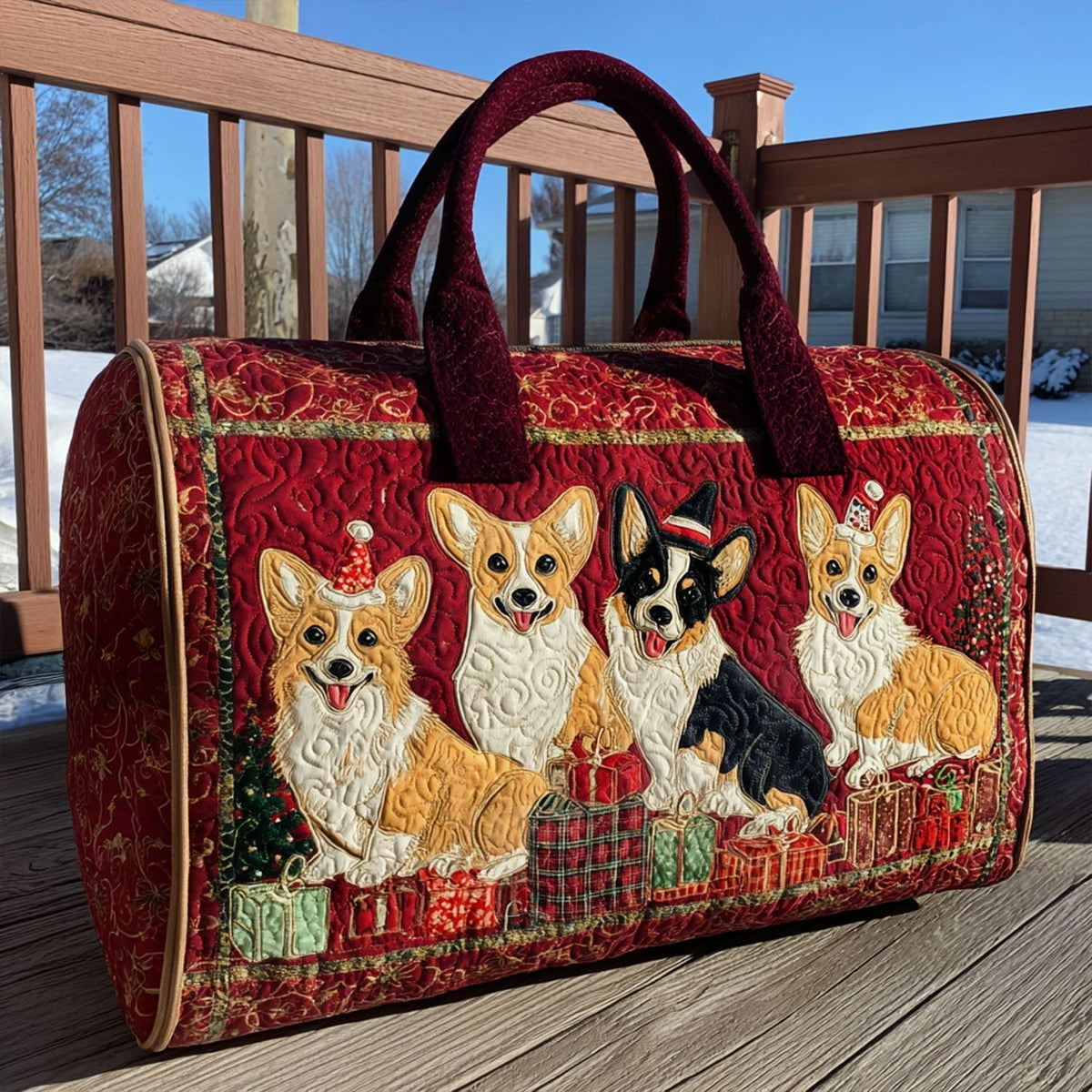 Merry Corgmas Quilted Travel Bag