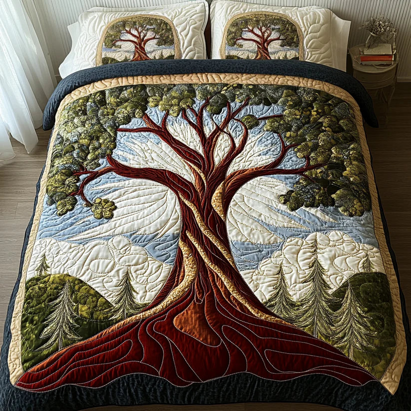 Ensemble de literie matelassée 3 pièces – Arbre de Vie