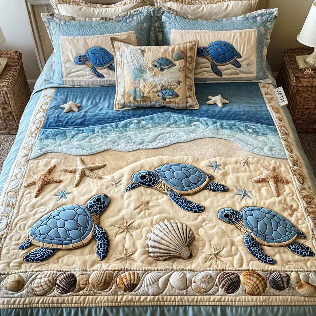 Ensemble de literie matelassée 3 pièces – Ocean Waves