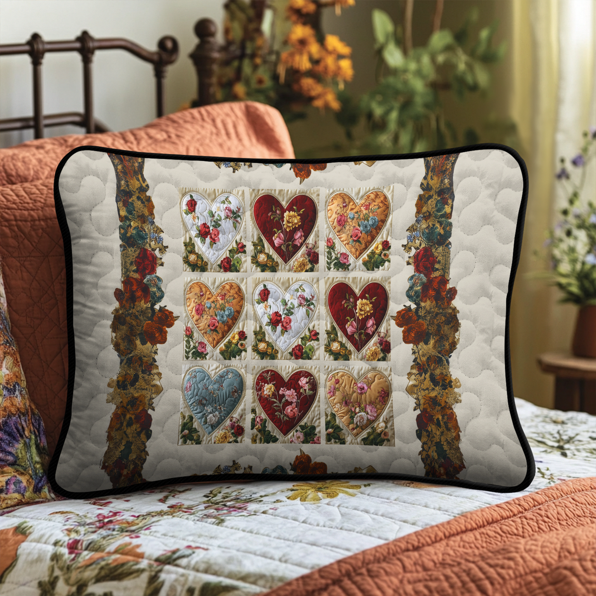Taie d'oreiller matelassée Cœur Patchwork