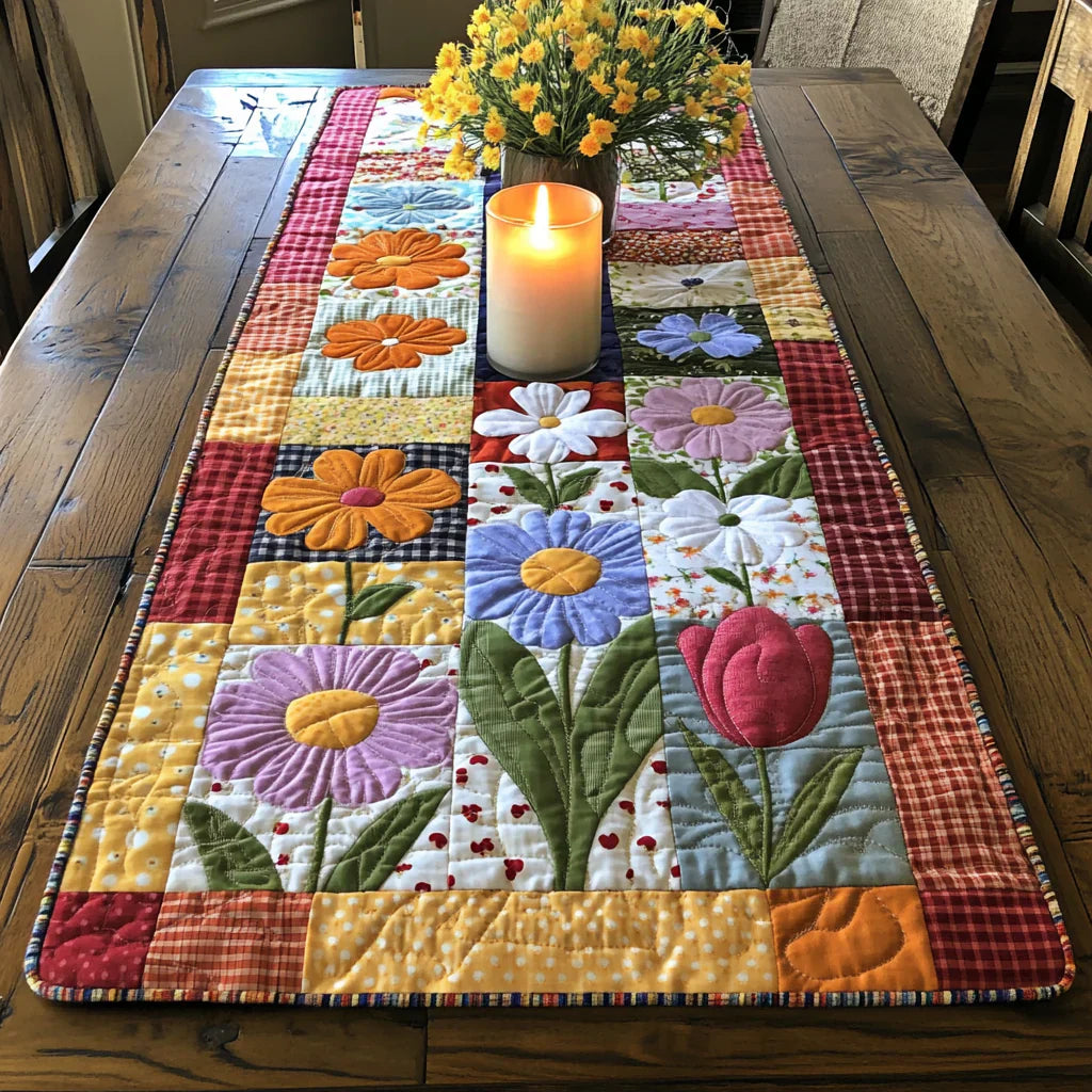 Chemin de table matelassé – Allée de Pétales