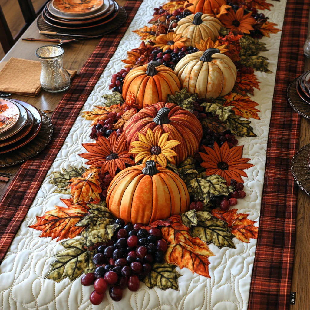 Chemin de table matelassé – Défilé de Citrouilles