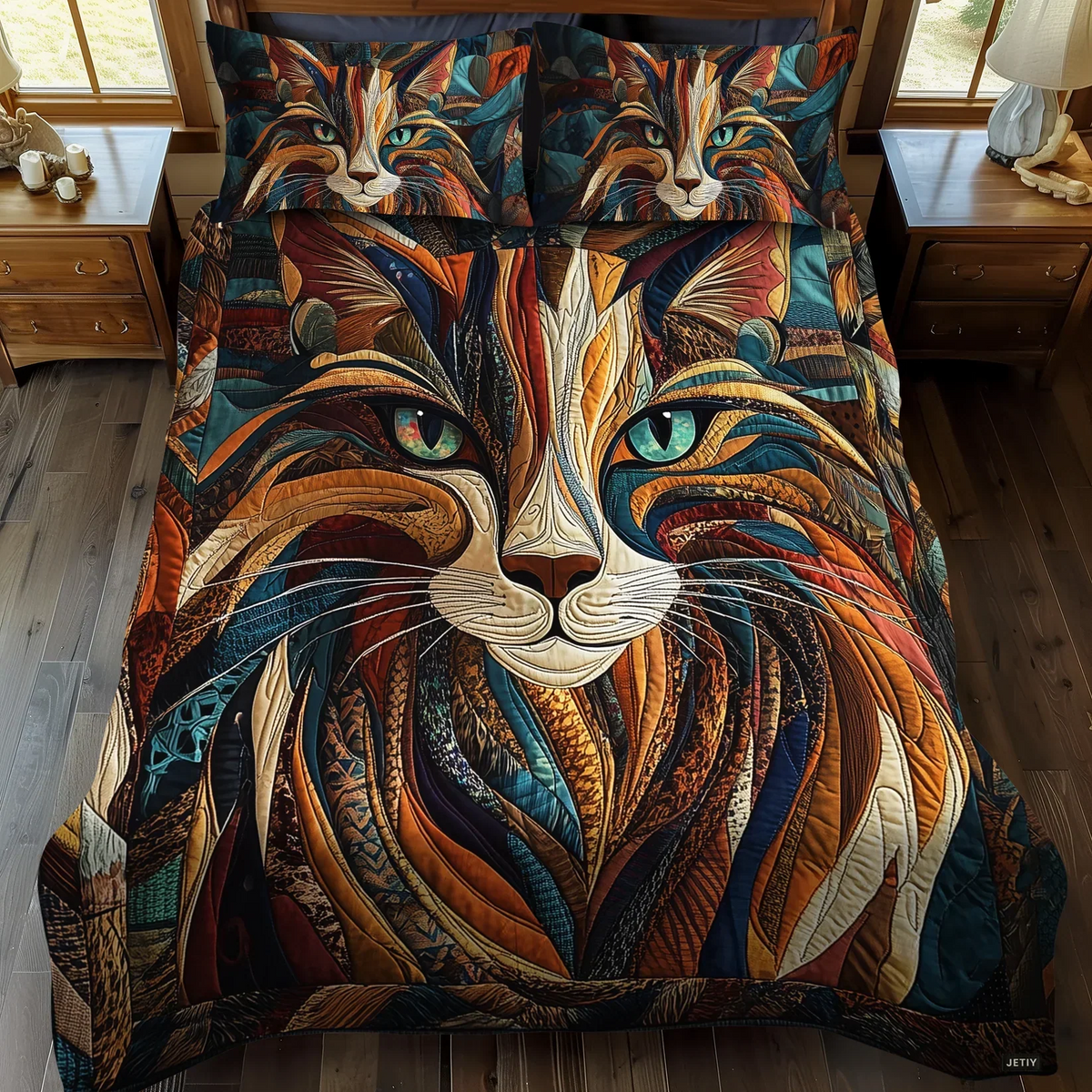 3-Piece Quilted Bedding Set - Purrs and Spots