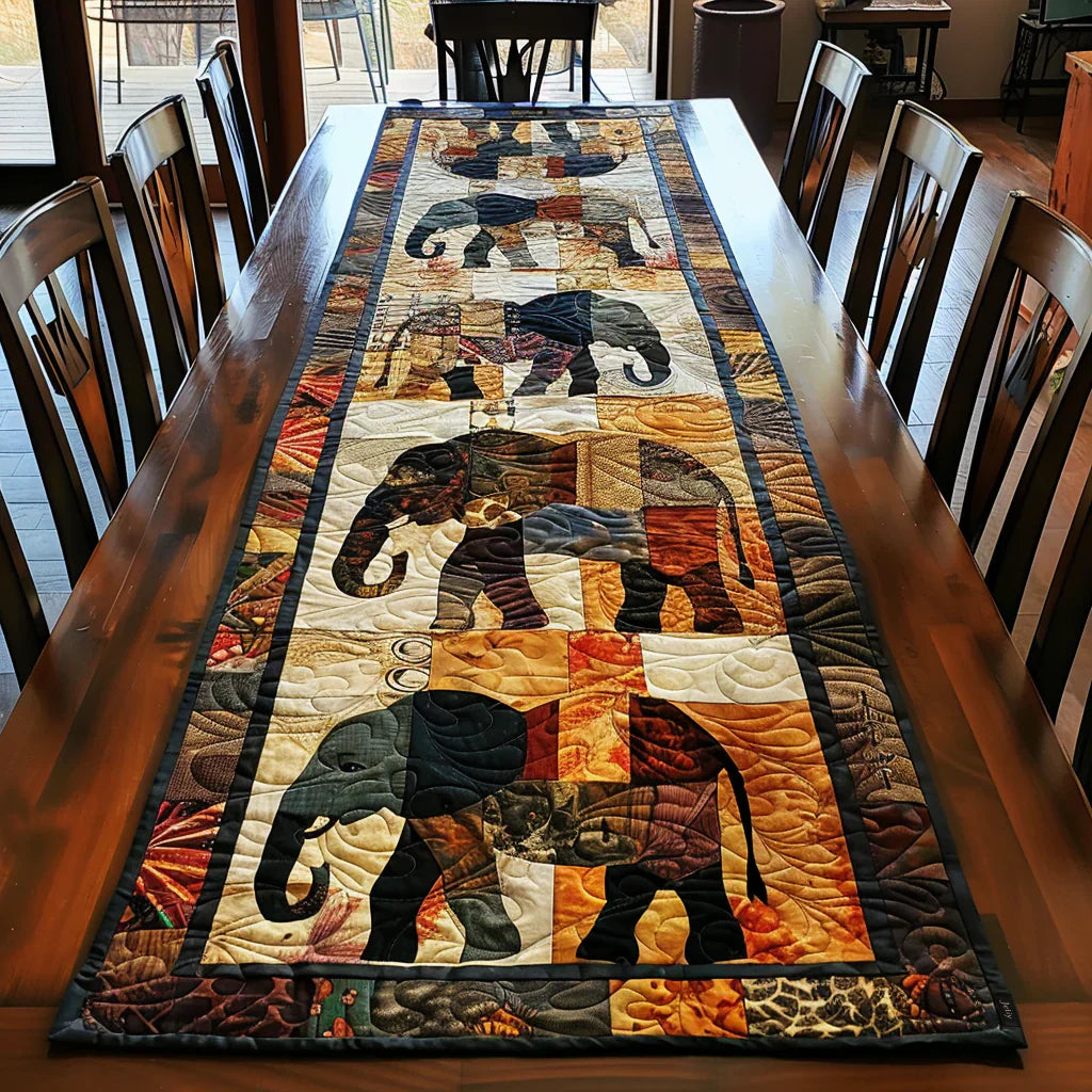 Chemin de table matelassé – Éléphant Royal