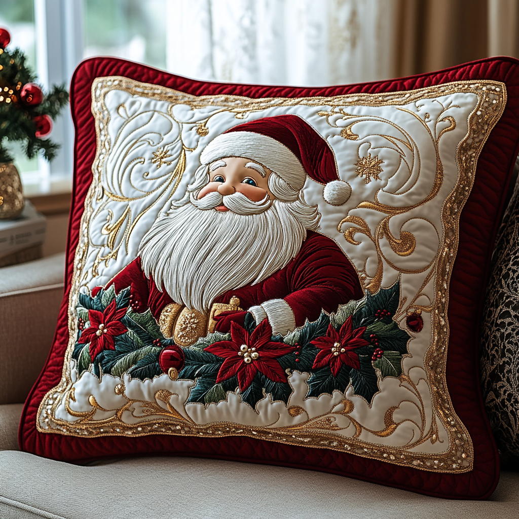 Taie d'oreiller matelassée Santa Holiday Cheer