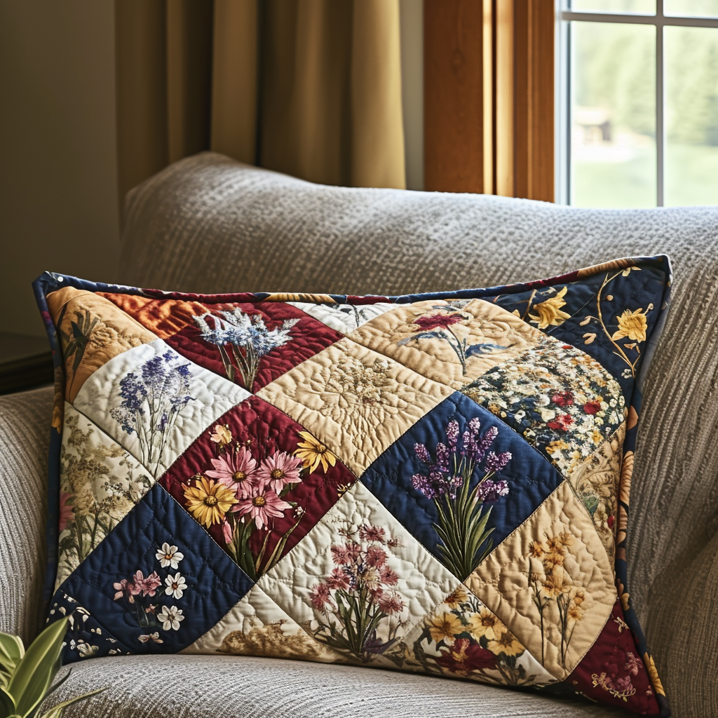 Spring Flower Patchwork Pillowcase