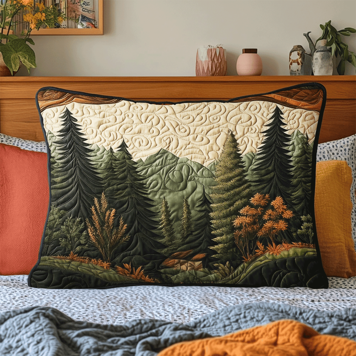 Taie d'oreiller matelassée Woodland Wanderlust