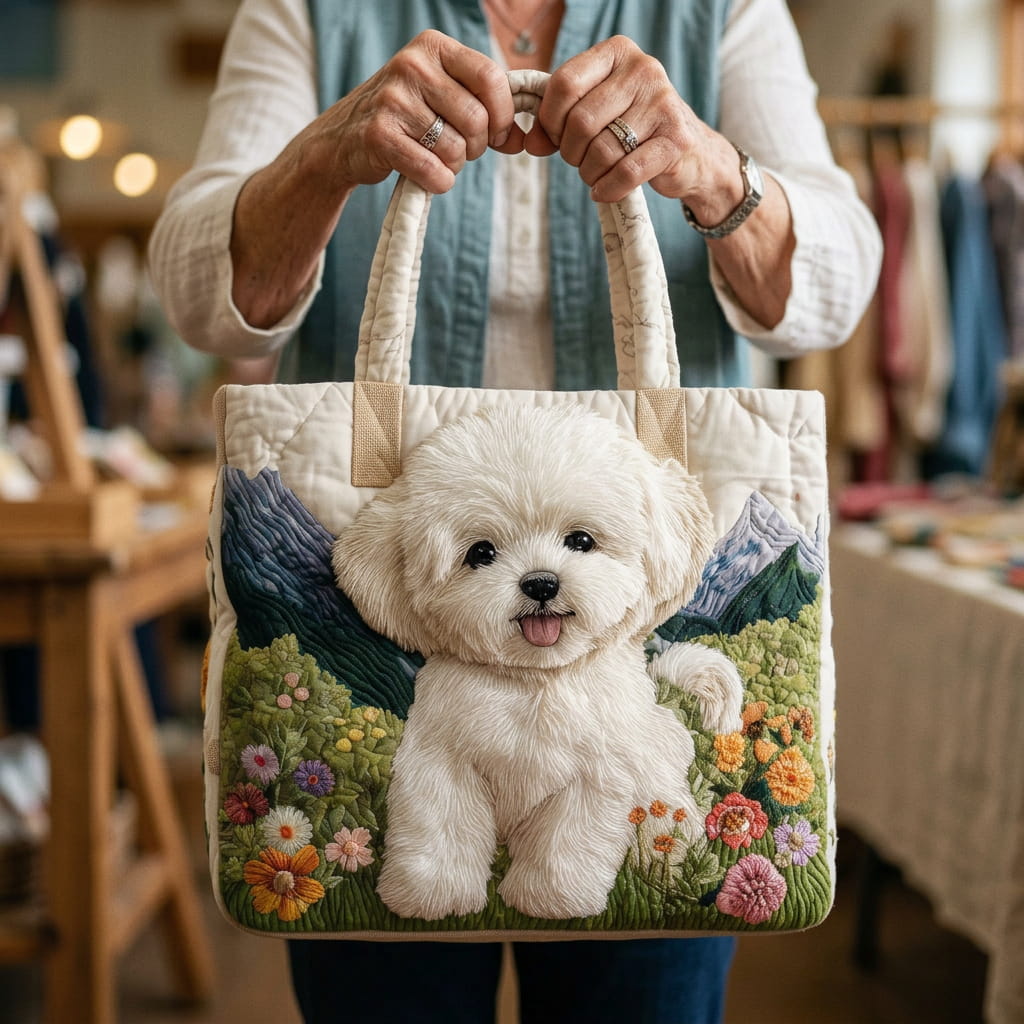 Sac fourre-tout matelassé chien charmant