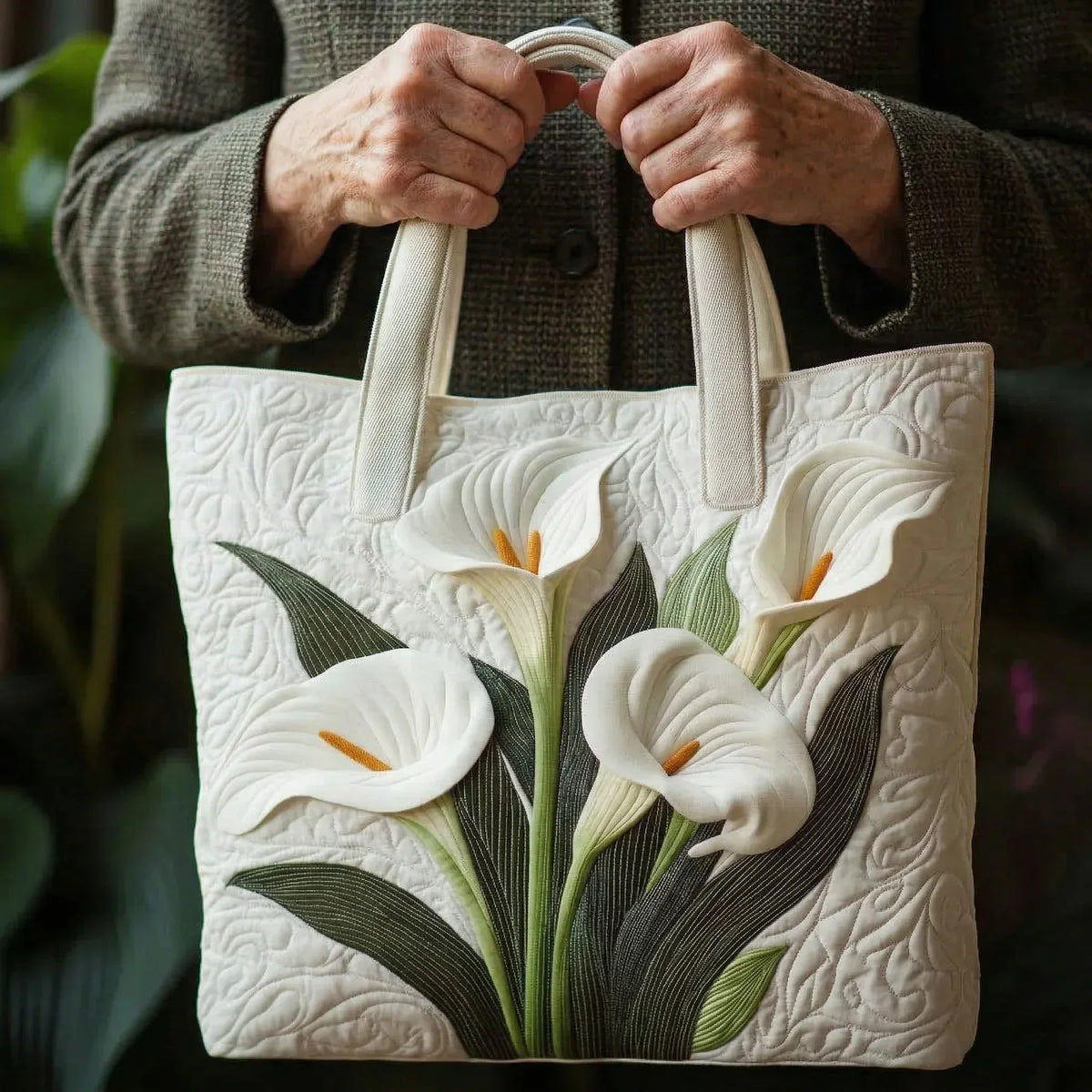 Sac matelassé fait main – Lys Blancs
