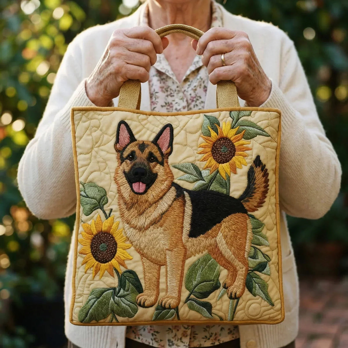 Sac fait main – Berger Allemand Fleuri